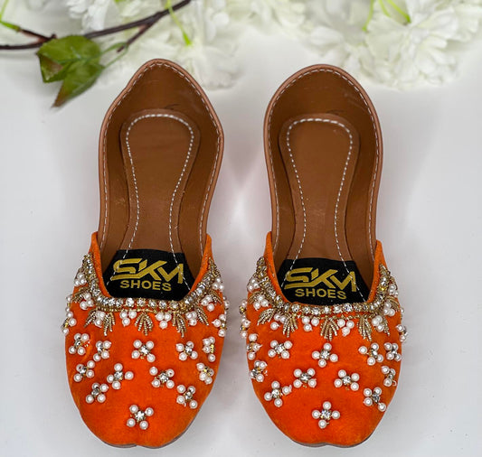 Orange Embellished Khussa