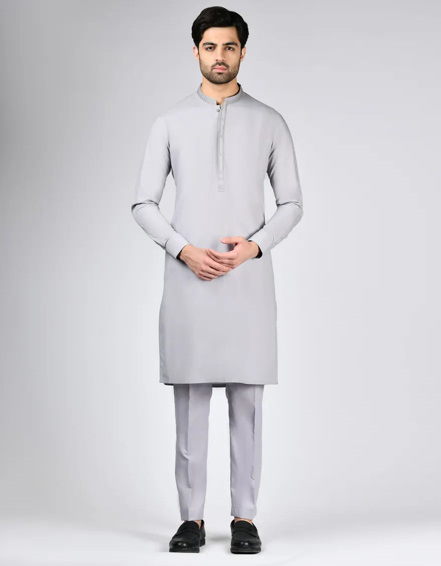 Dull Gey Blended Kameez Shalwar