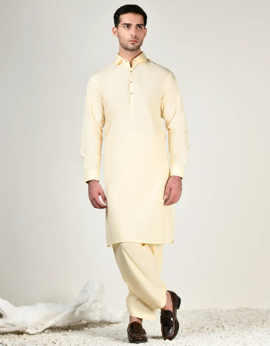 Cream Blended Kameez Shalwar