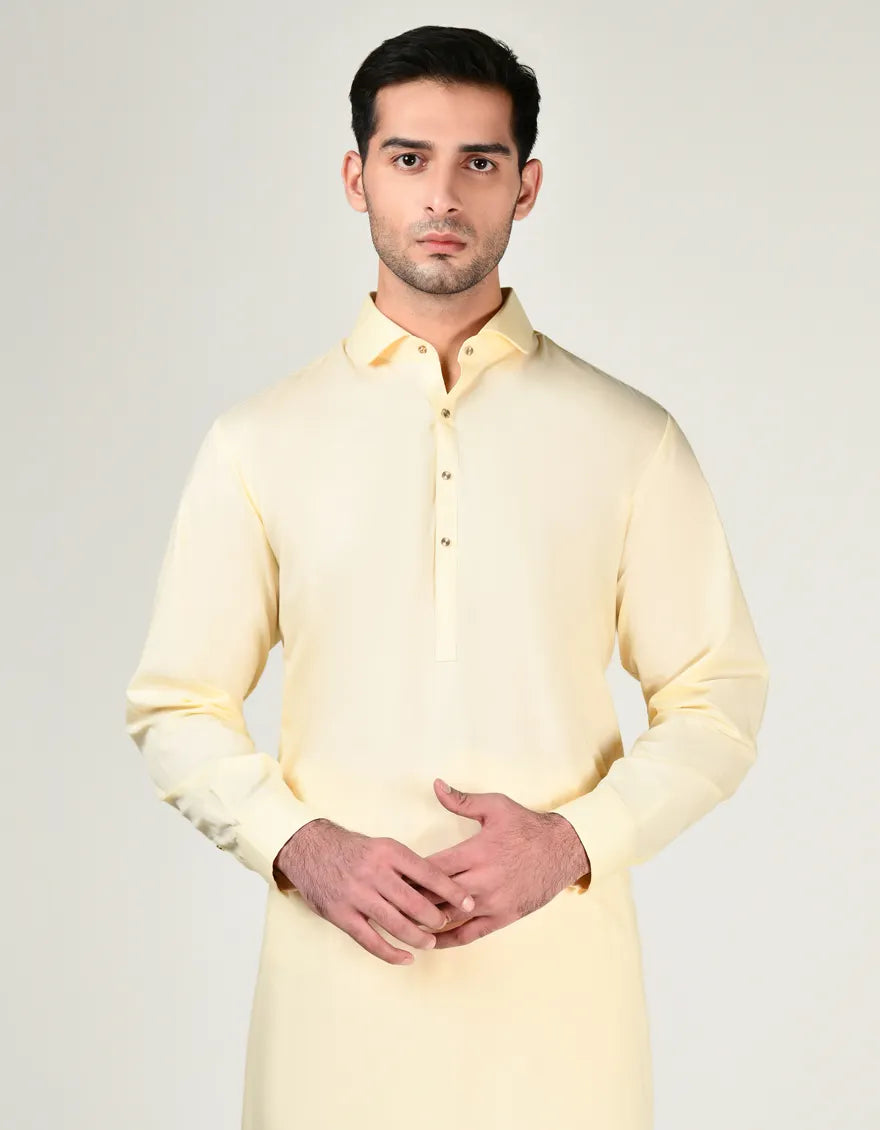 Cream Blended Kameez Shalwar