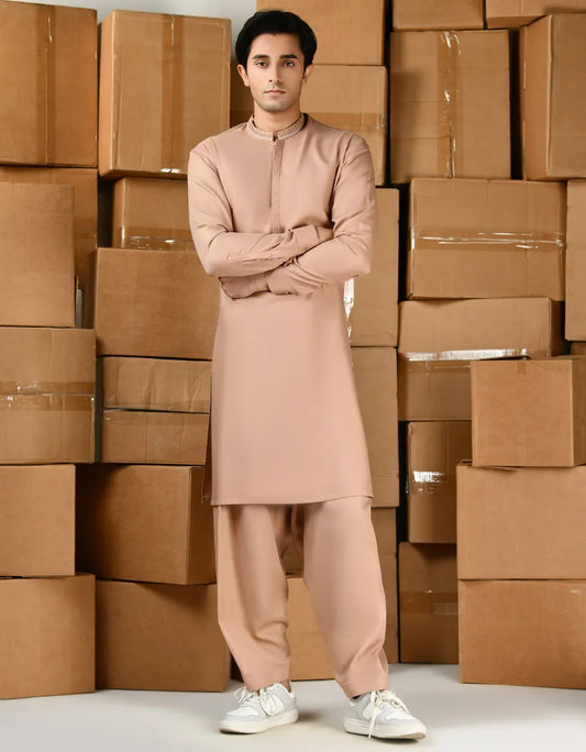 Peach Blended Kameez Shalwar