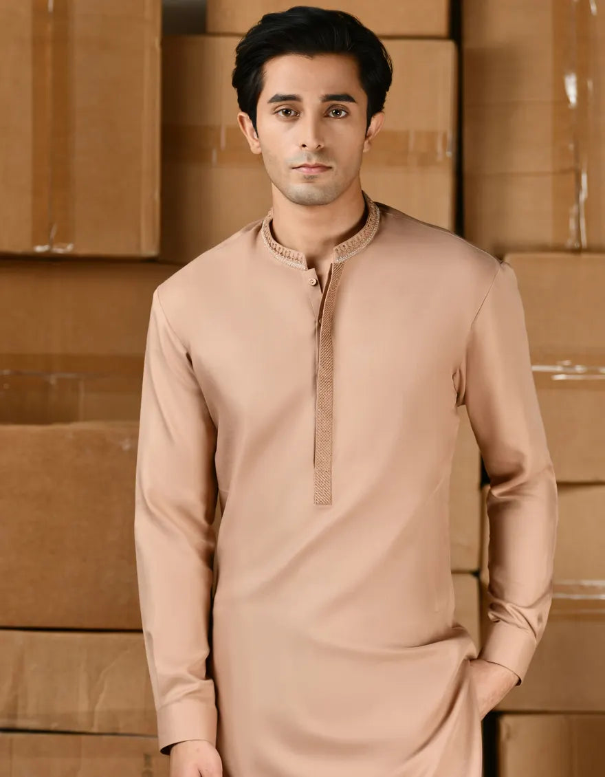 Peach Blended Kameez Shalwar