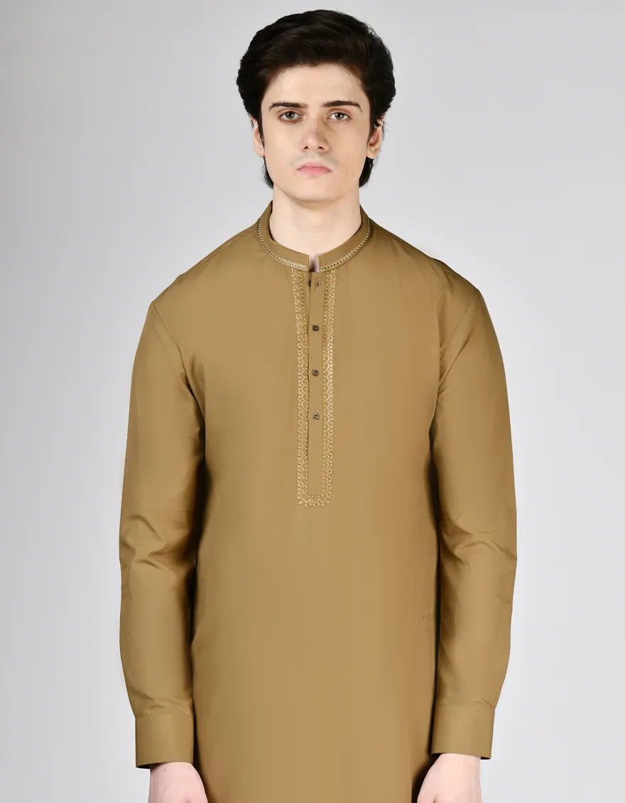 Camel Brown Blended Kameez Shalwar