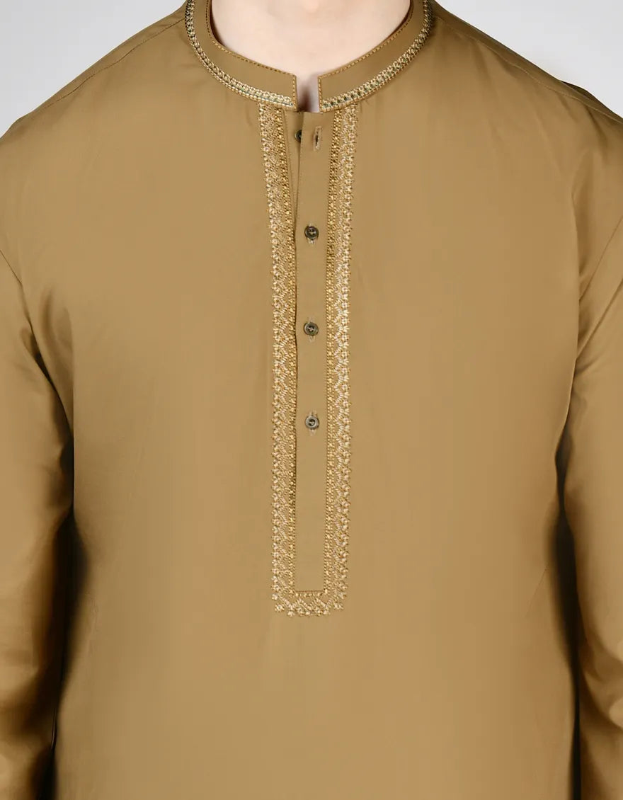 Camel Brown Blended Kameez Shalwar