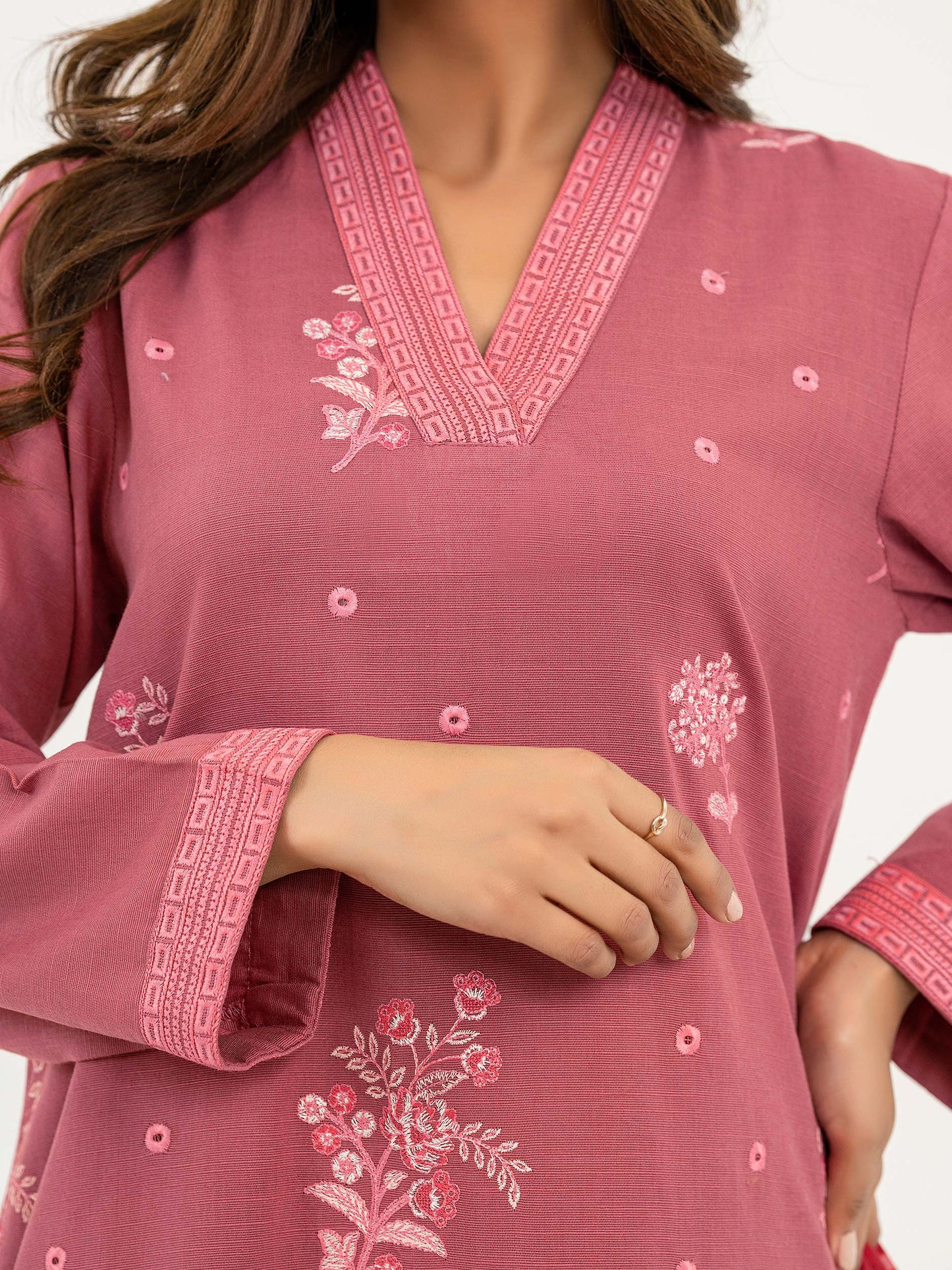 3pc Pink Khaddar Suit