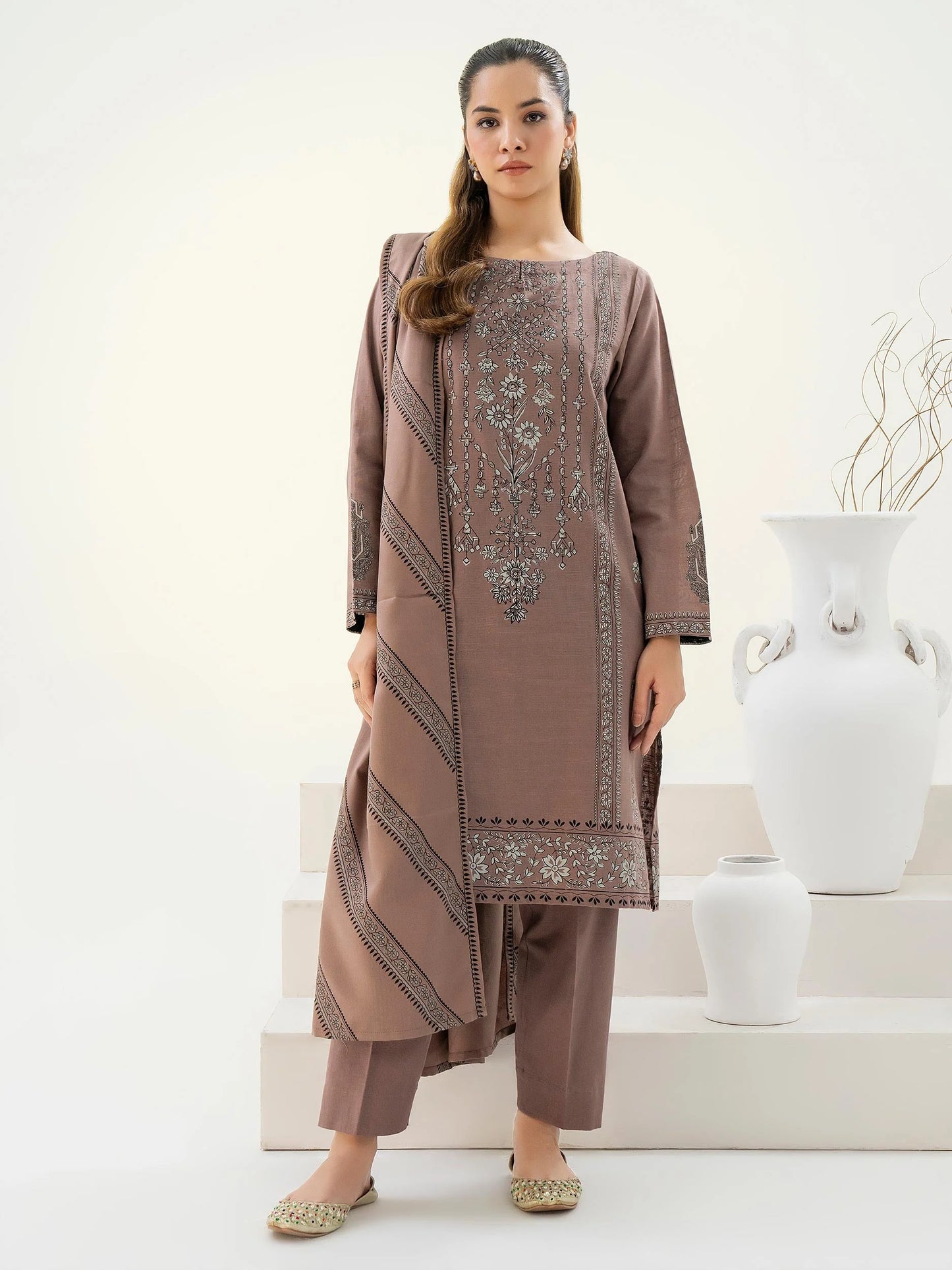 3pc Brown Khaddar Suit