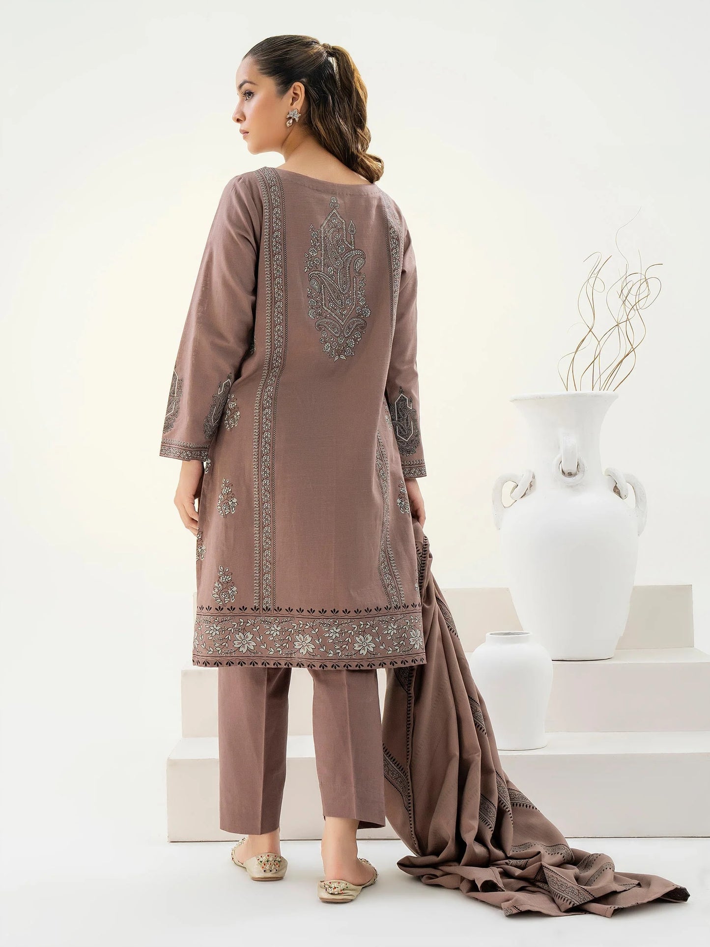 3pc Brown Khaddar Suit