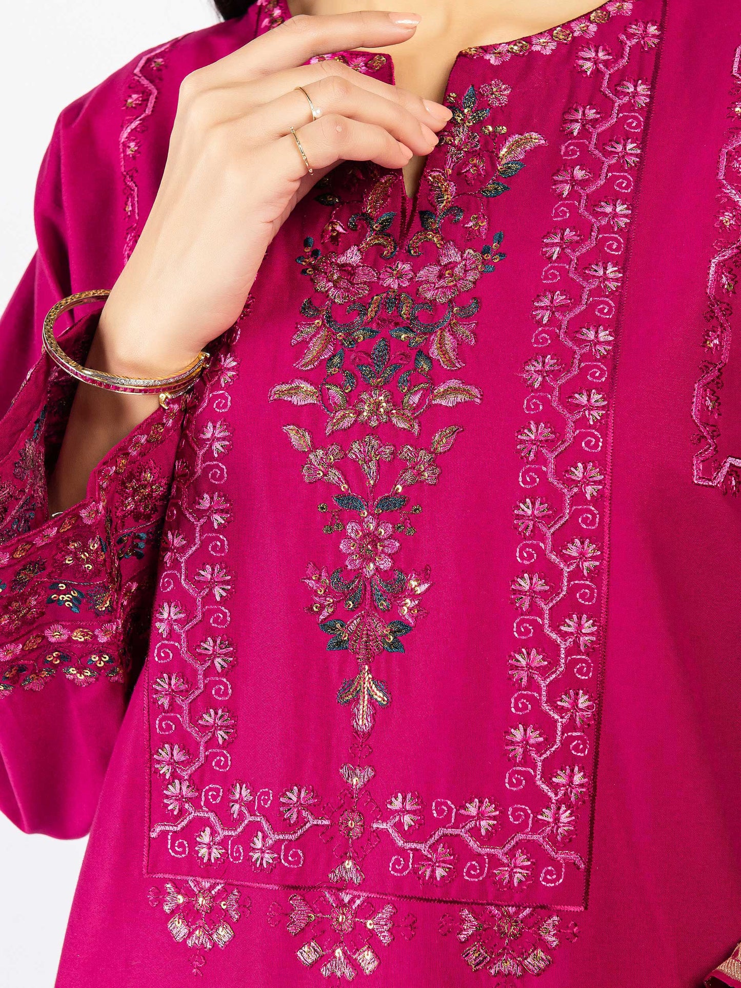 3pc Purple Winter Cotton Embroidered Suit