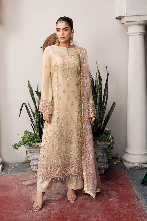 3pc Beige Embroidered Suit