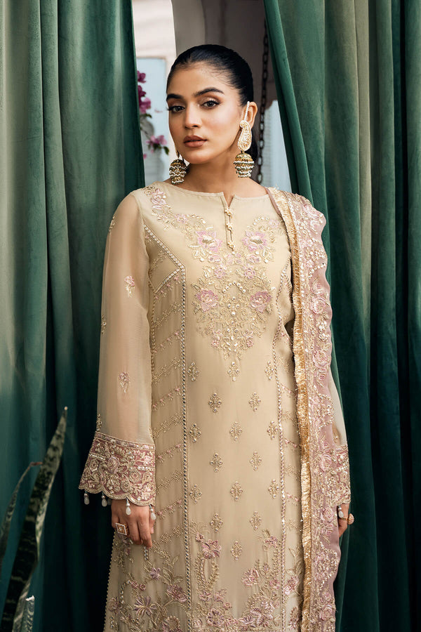 3pc Beige Embroidered Suit