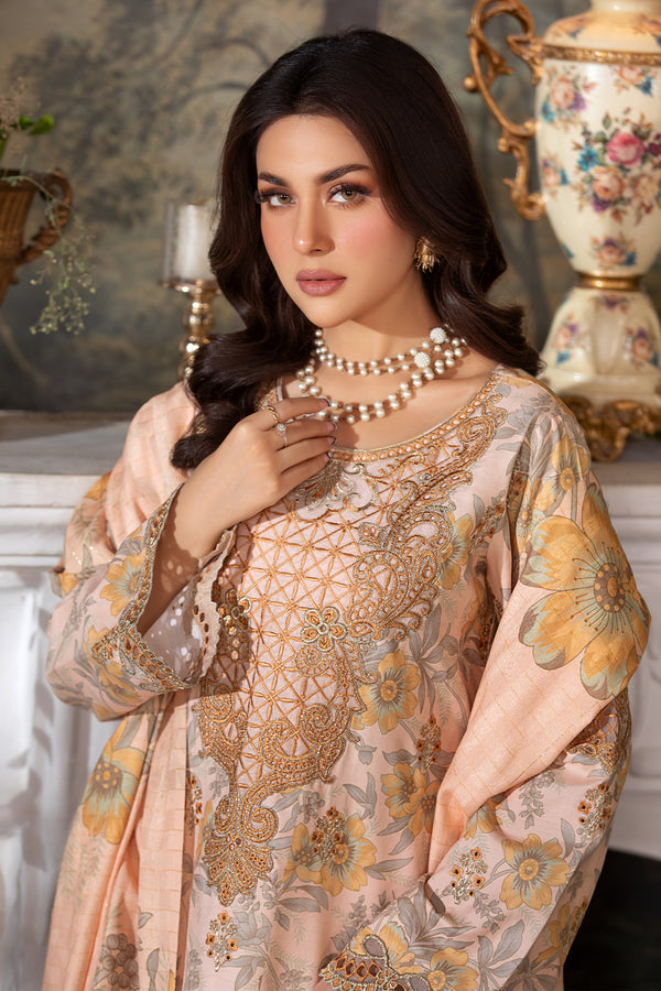 3pc Peach Embroidered Suit