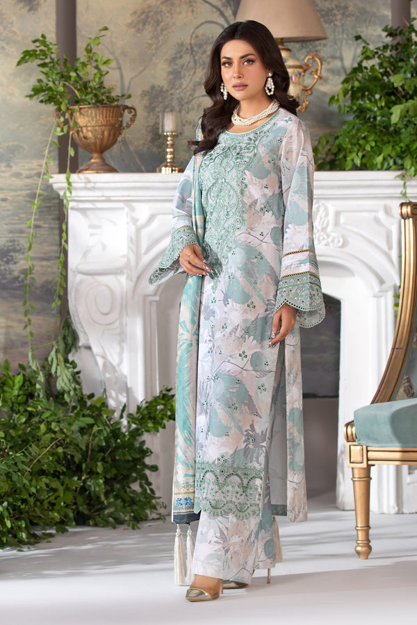 3pc Light Blue Embroidered Suit