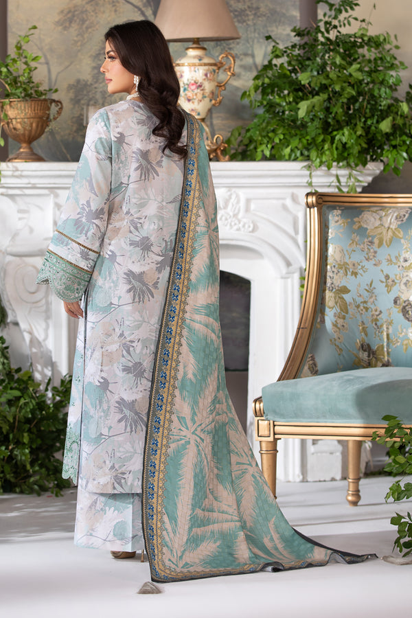 3pc Light Blue Embroidered Suit