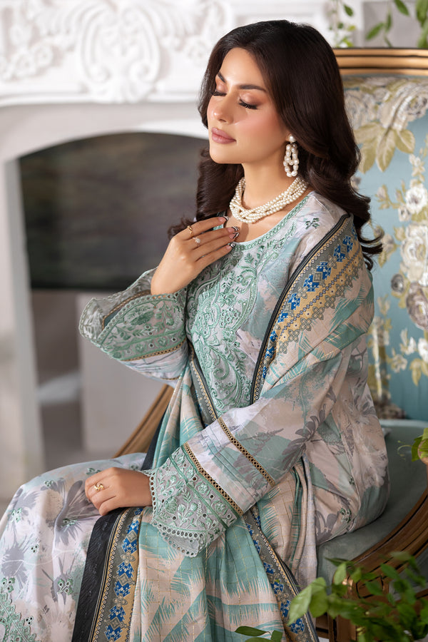 3pc Light Blue Embroidered Suit