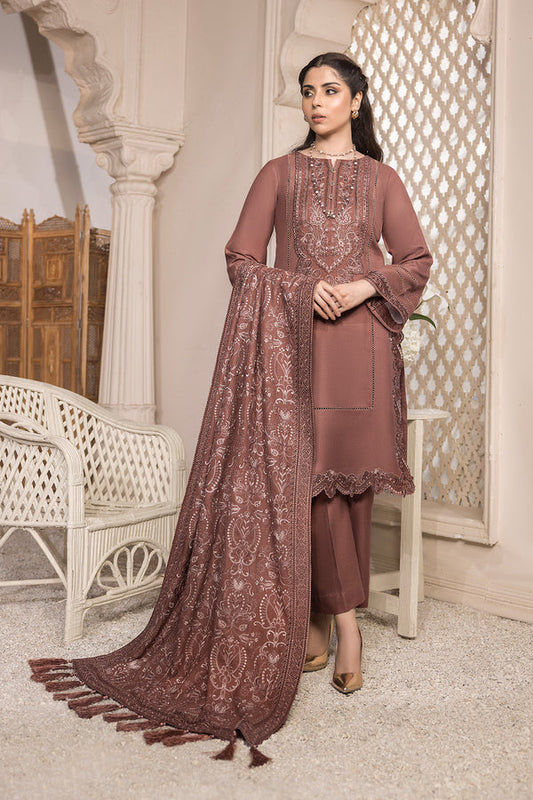 3pc Dark Mauve Embroidered Suit