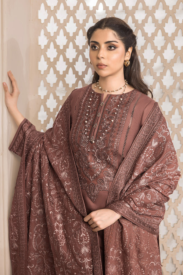 3pc Dark Mauve Embroidered Suit