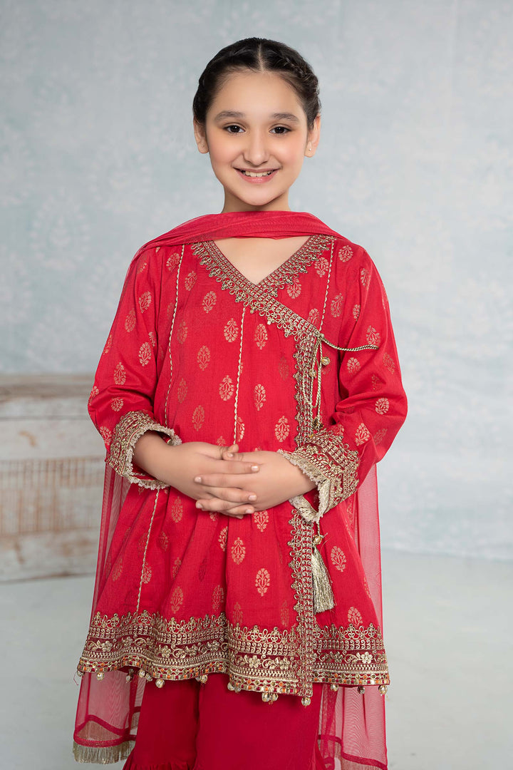 3pc Red Embroidered Jacquard Suit