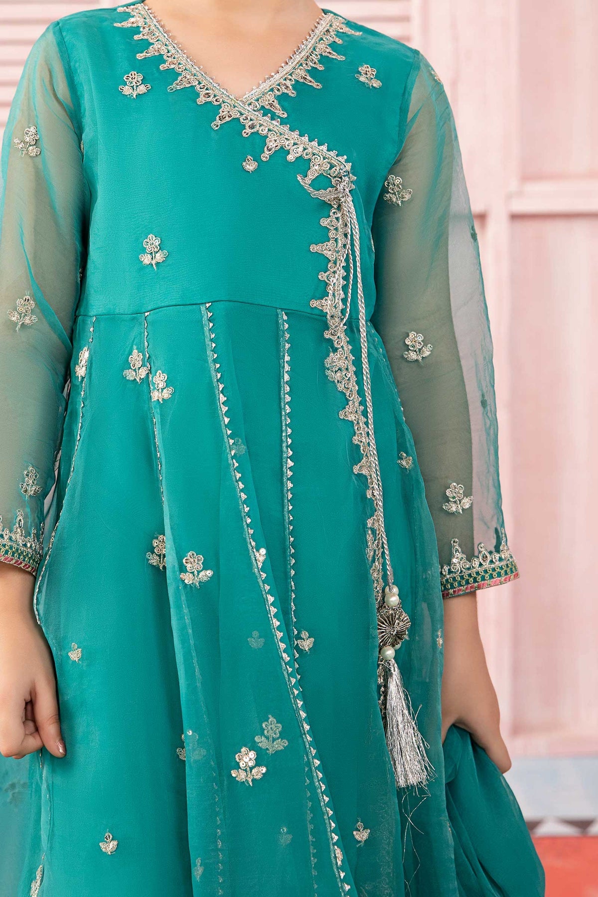 3pc Ferozi Embroidered Organza Suit