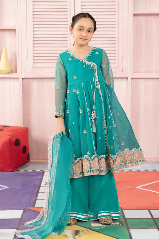 3pc Ferozi Embroidered Organza Suit