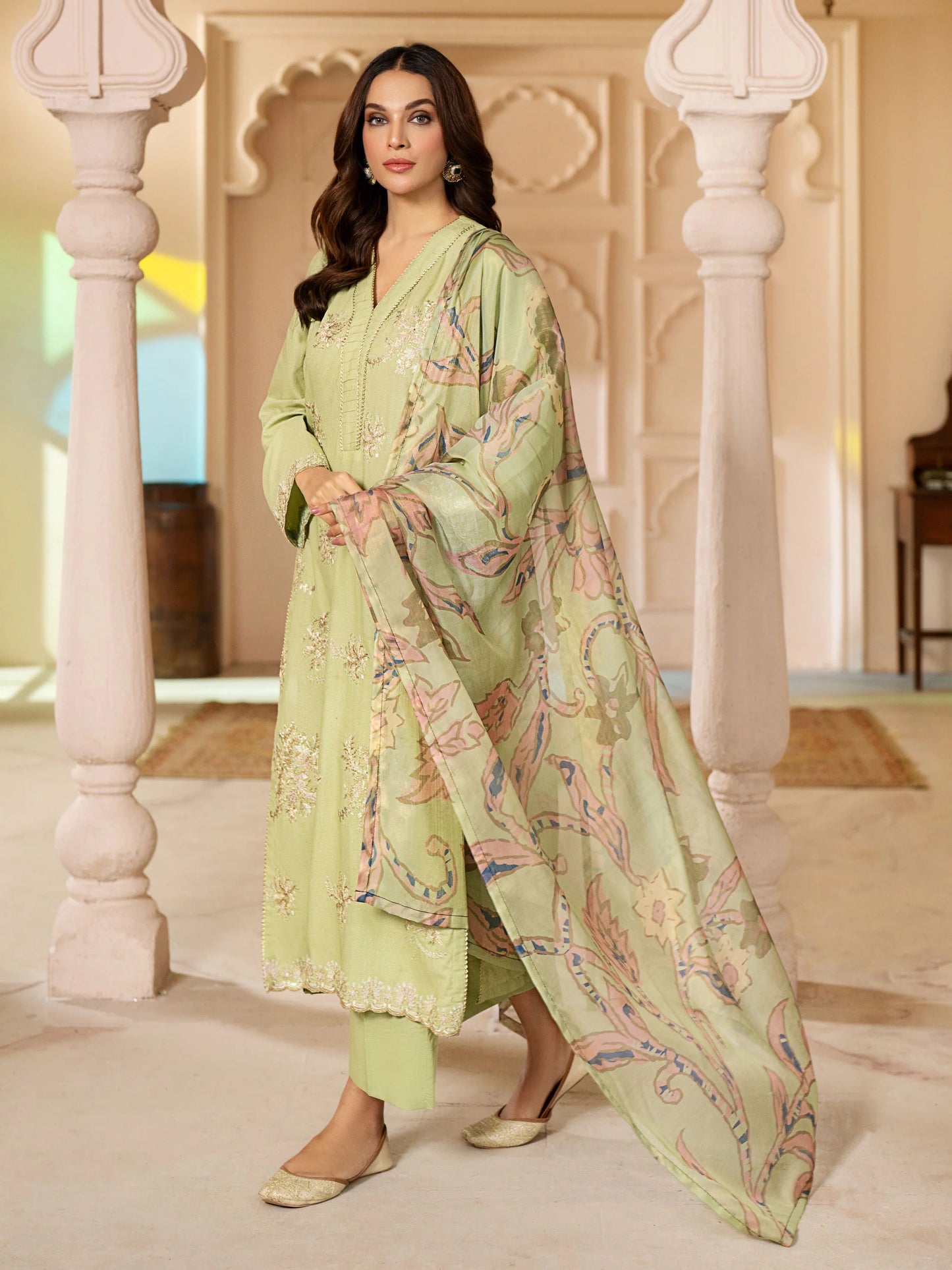 3pc Green Karandi Suit