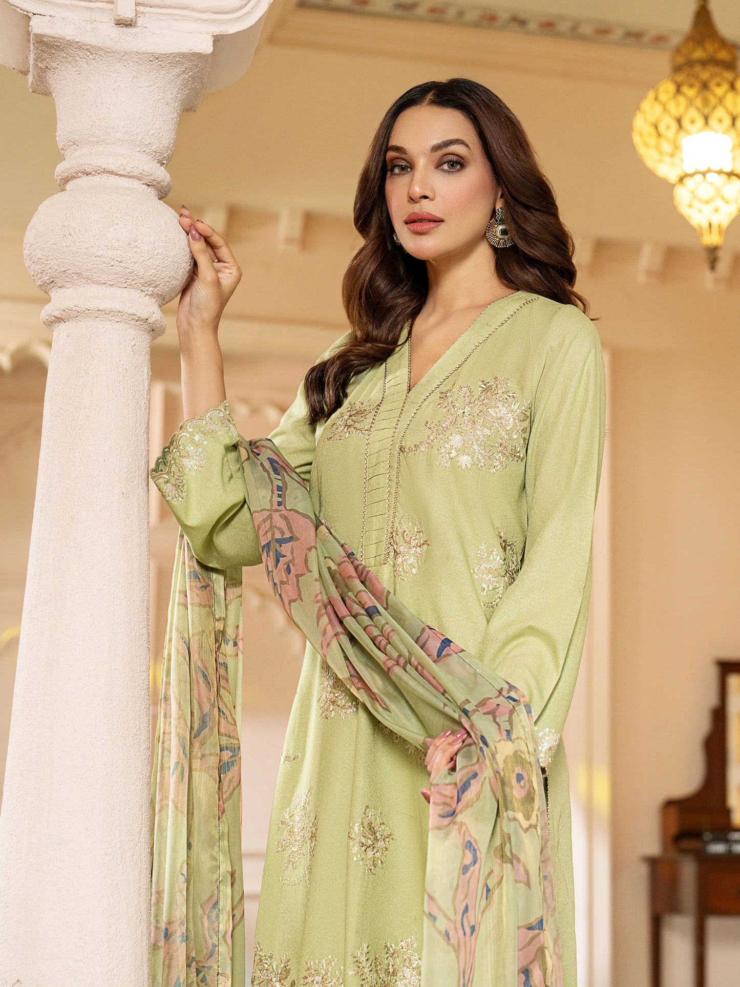 3pc Green Karandi Suit