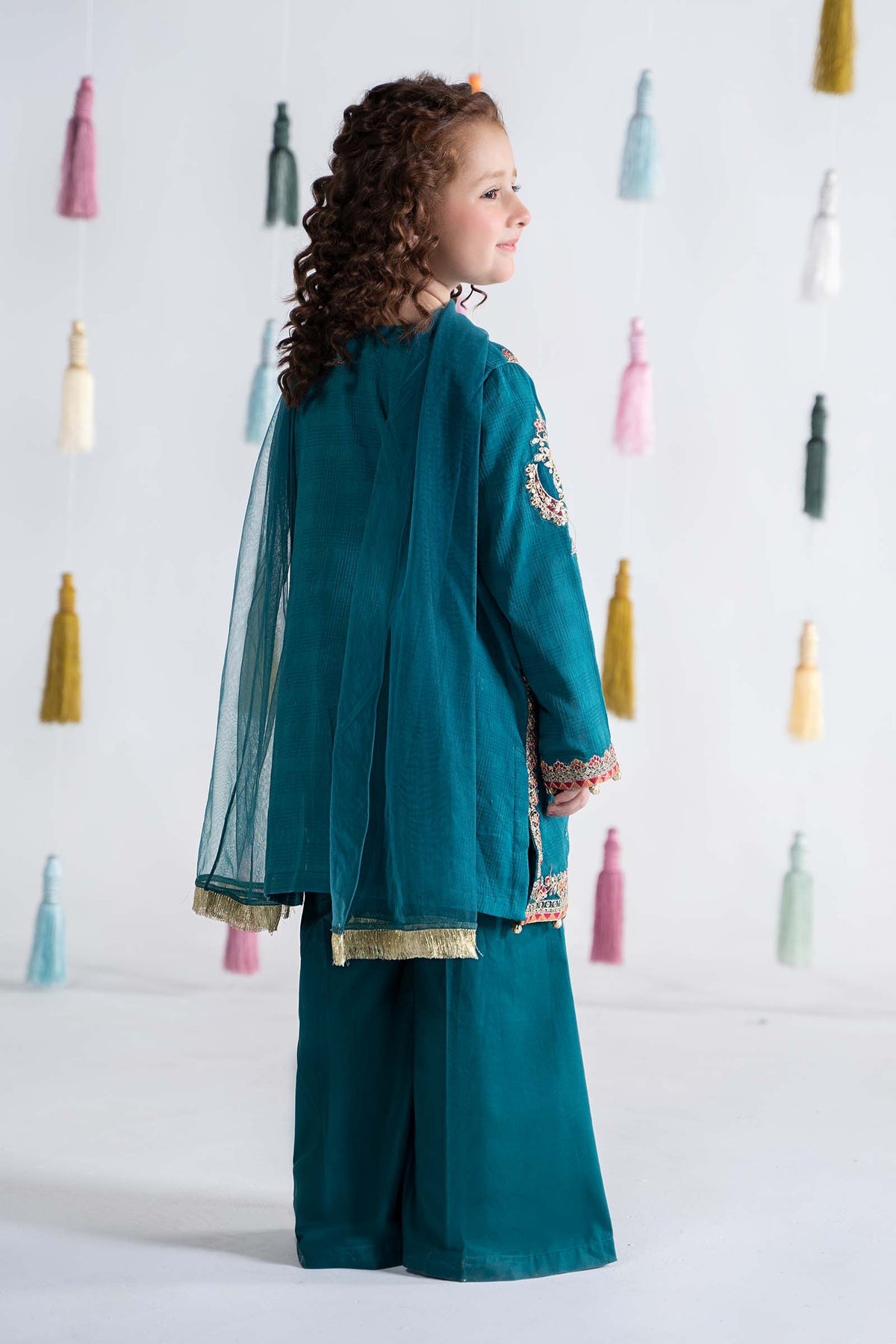 3pc Teal Embroidered Doria Cotton Suit