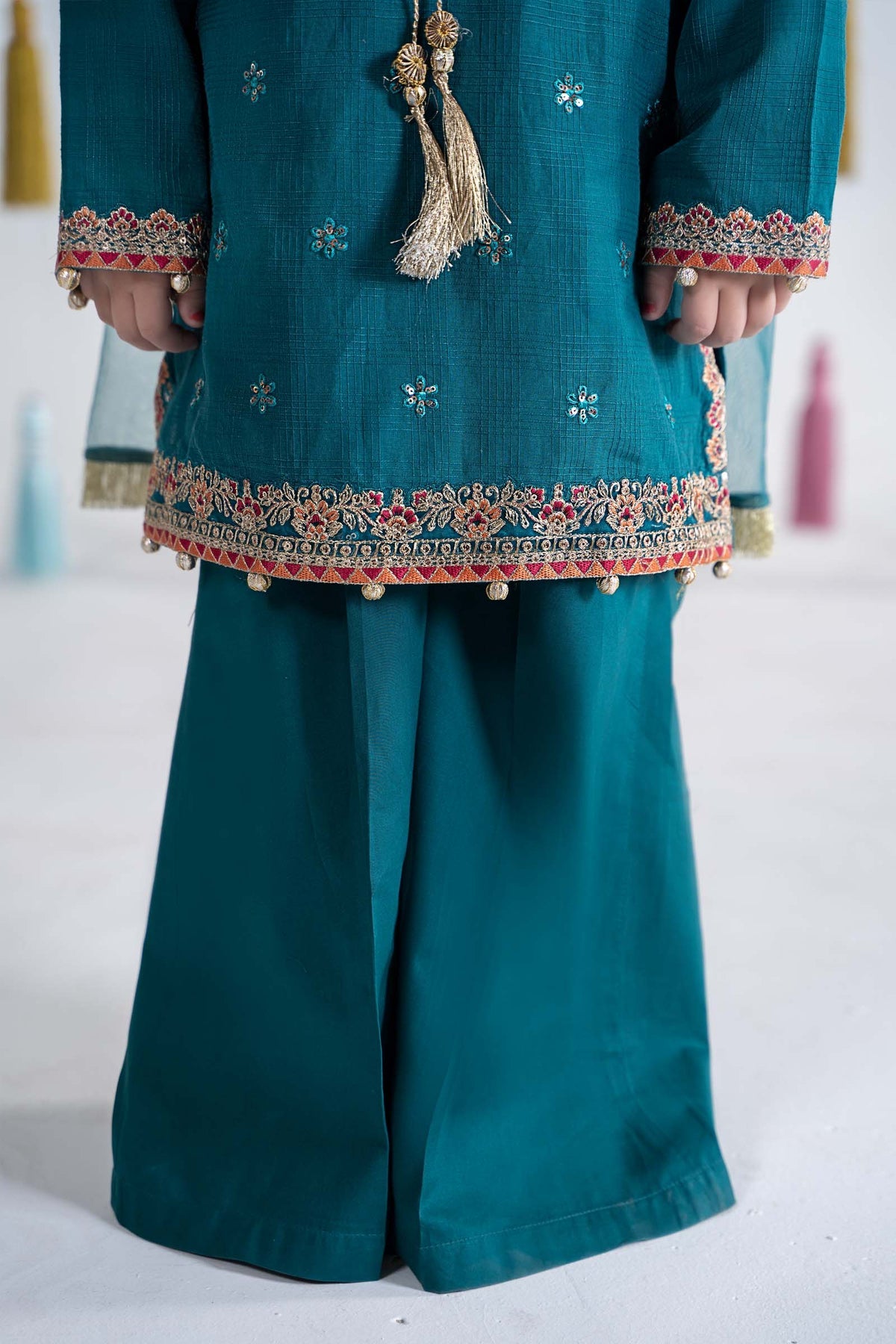 3pc Teal Embroidered Doria Cotton Suit