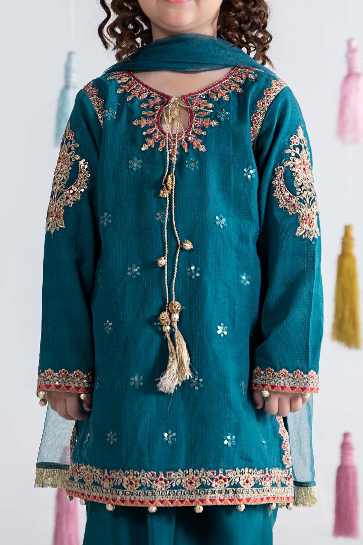 3pc Teal Embroidered Doria Cotton Suit