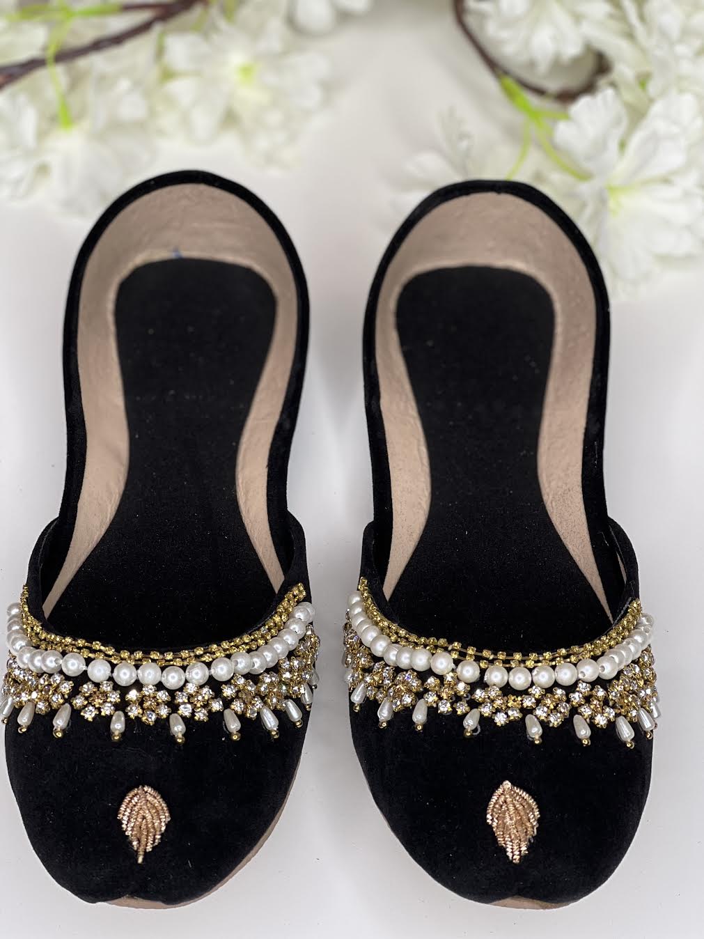 Black Velvet Embellished Khussa