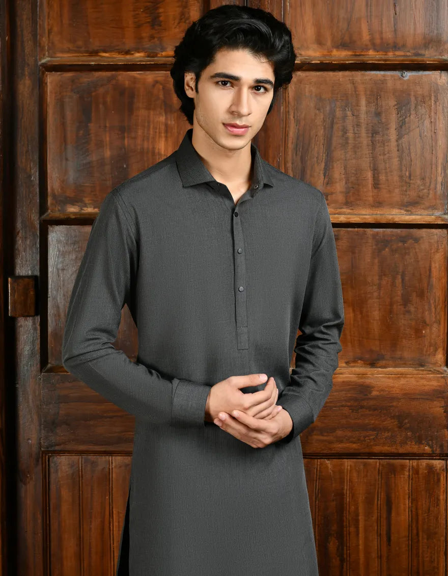 Mud Grey Blended Kurta Pajama