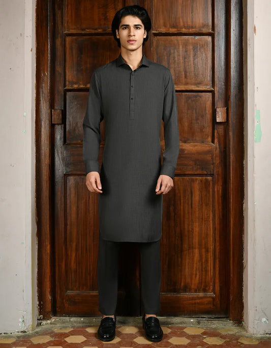 Mud Grey Blended Kurta Pajama