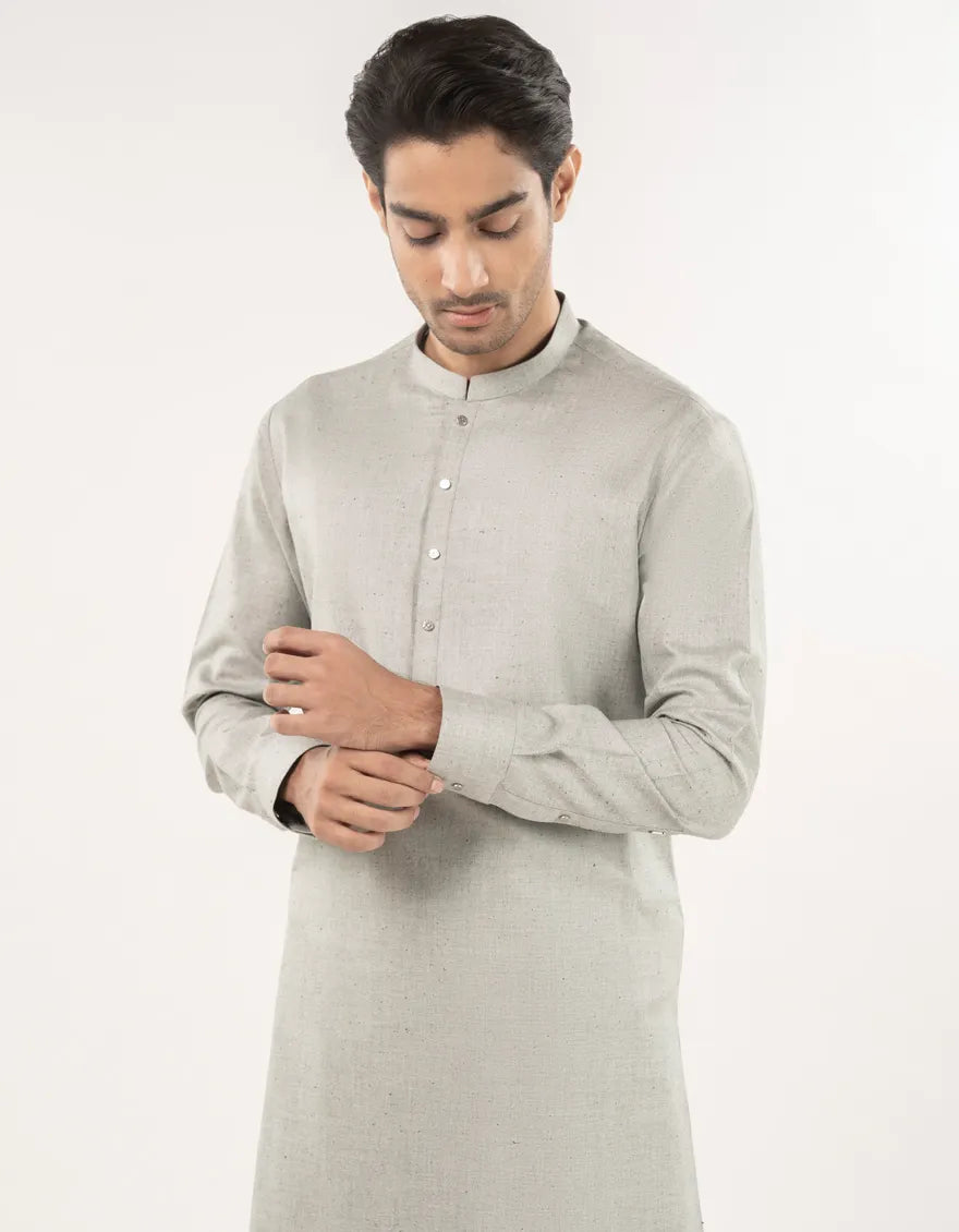 Pebble Grey Blended Kameez Shalwar