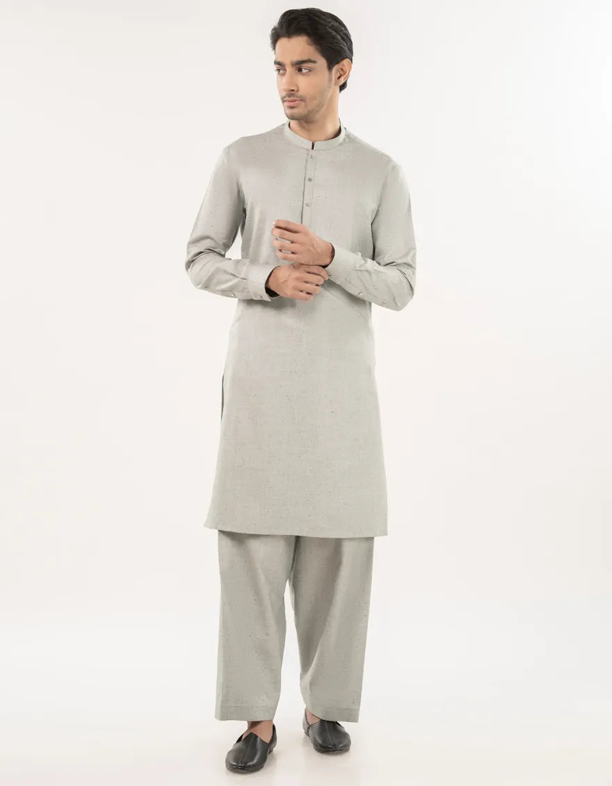 Pebble Grey Blended Kameez Shalwar