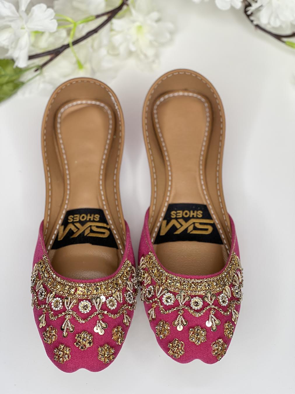 Hot Pink Embellished Khussa