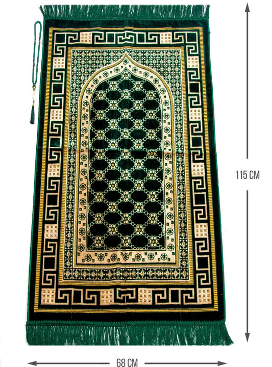 Green Prayer Rug & Tasbeeh