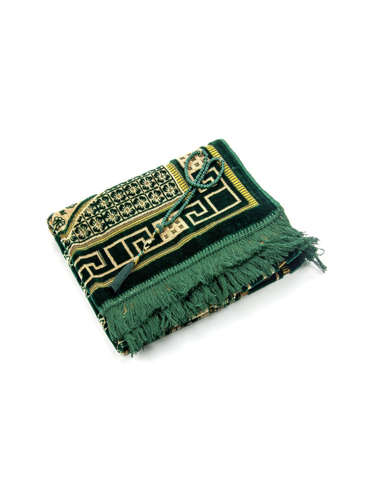 Green Prayer Rug & Tasbeeh